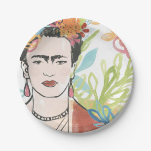 Plato De Papel Retrato de Frida Kahlo