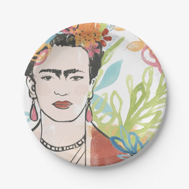 Plato De Papel Retrato de Frida Kahlo (Anverso)