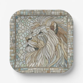 Plato De Papel Retrato de león Mosaic Art