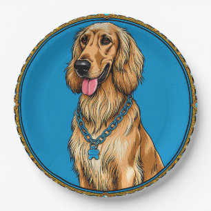 Plato De Papel Retrato de perro en marco ornamentado