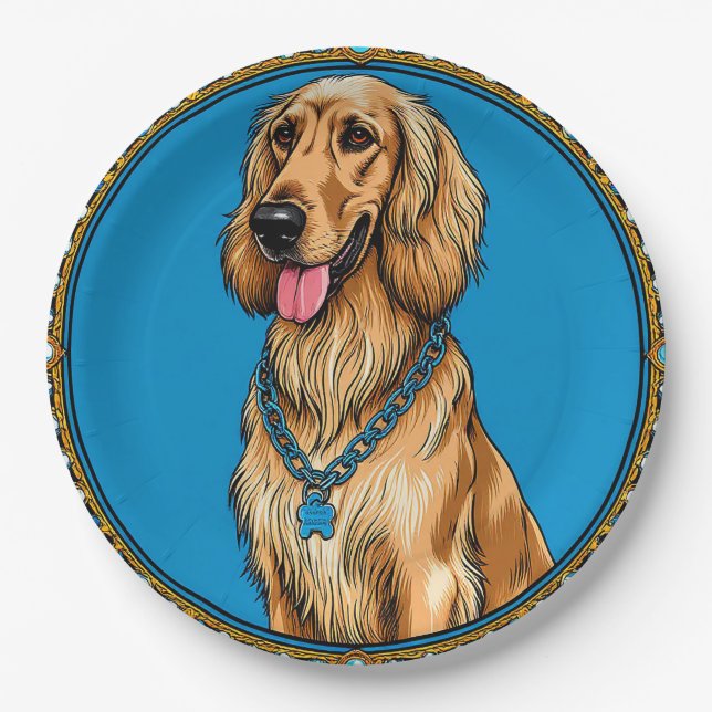 Plato De Papel Retrato de perro en marco ornamentado (Anverso)