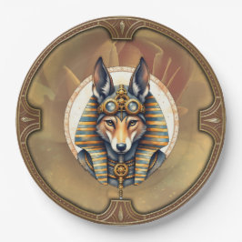 Plato De Papel Retrato de Steampunk Anubis Fox