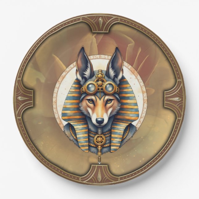 Plato De Papel Retrato de Steampunk Anubis Fox (Anverso)