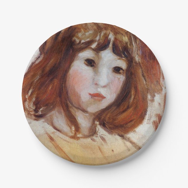 Plato De Papel Retrato de un joven Chica (por Berthe Morisot) (Anverso)
