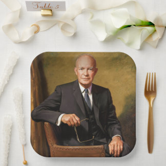 Plato De Papel Retrato del presidente Dwight Eisenhower en la Cas