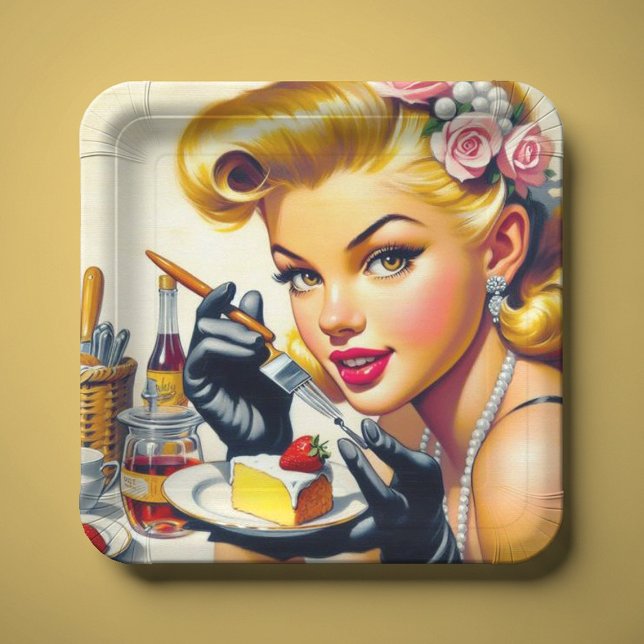 Plato De Papel Retrato Hermoso Pin Up (Subido por el creador)