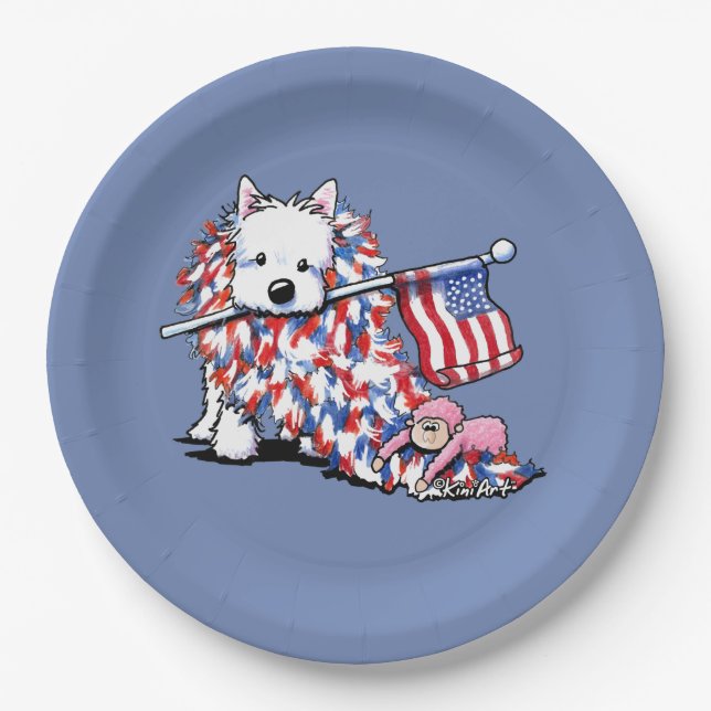 Plato De Papel Retrato kiniArt Liberty Westie (Anverso)