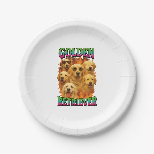 Plato De Papel Retriever Dorado (Anverso)