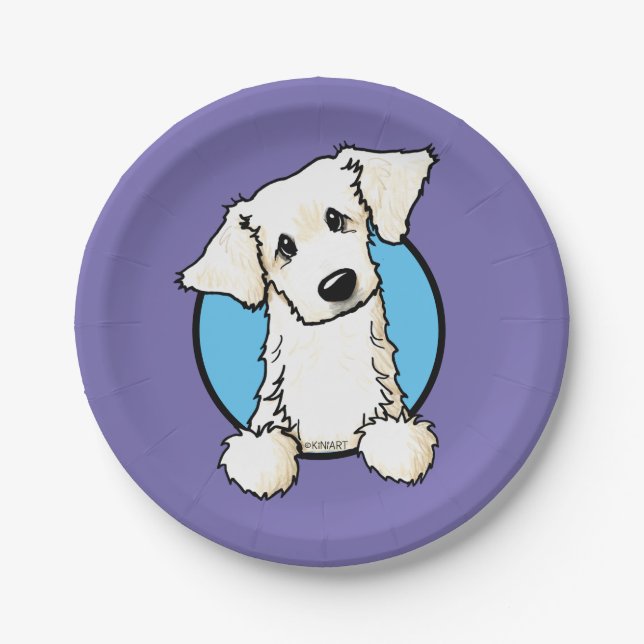 Plato De Papel Retrievers de Crema Inglesa (Anverso)