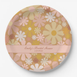 Plato De Papel Retro 60 años 70 Estética floral personalizada