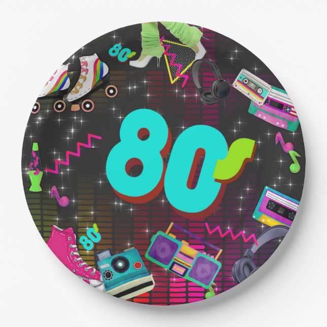 Plato De Papel Retro 80, retro, cualquier edad (Anverso)