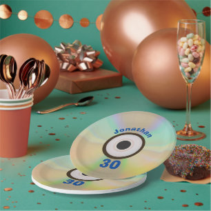 Plato De Papel Retro 90 Música temática 30 cumpleaños Fiesta Faux