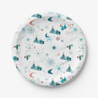 Plato De Papel Retro A Go-Go Navidades