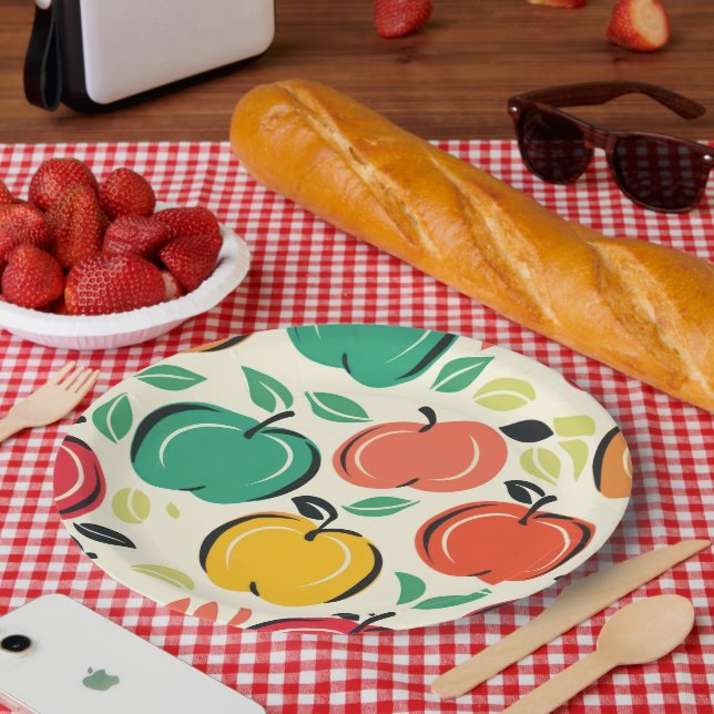 Plato De Papel Retro Apple Orchard Harvest Picnic (Picnic)