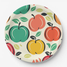 Plato De Papel Retro Apple Orchard Harvest Picnic