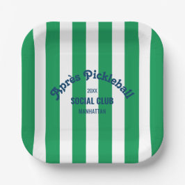 Plato De Papel Retro Après Pickleball Social Club Green Stripe