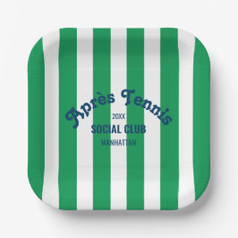 Plato De Papel Retro Après Tennis Social Club Green Stripe 