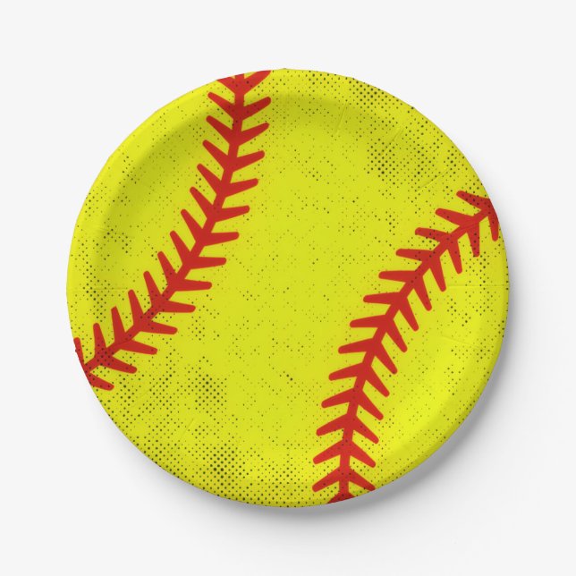 Plato De Papel Retro Athletic Softball Fastpitch Game Day Style (Anverso)
