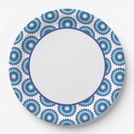 Plato De Papel Retro azul