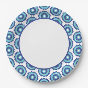 Plato De Papel Retro azul