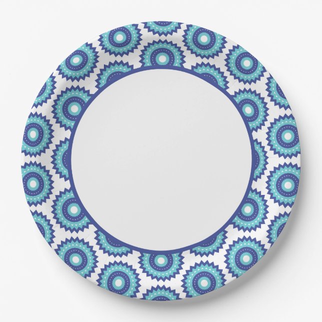 Plato De Papel Retro azul (Anverso)