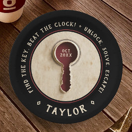 Plato De Papel Retro Black Escape Room Detective Mystery Key
