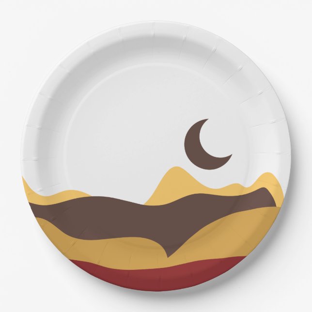 Plato De Papel Retro Boho Moon (Anverso)