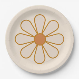Plato De Papel Retro Boho Vintage Daisy
