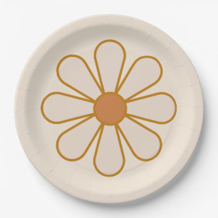 Plato De Papel Retro Boho Vintage Daisy
