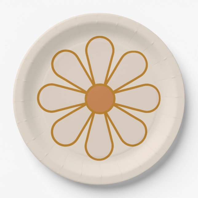 Plato De Papel Retro Boho Vintage Daisy (Anverso)