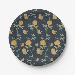 Plato De Papel Retro Botanical Meadow Clover | Midnight Garden