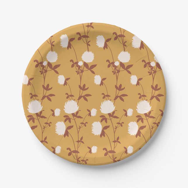 Plato De Papel Retro Botanical Meadow Clover | Retro Nostalgia (Anverso)
