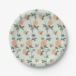 Plato De Papel Retro Botanical Meadow Clover | Soft Spring
