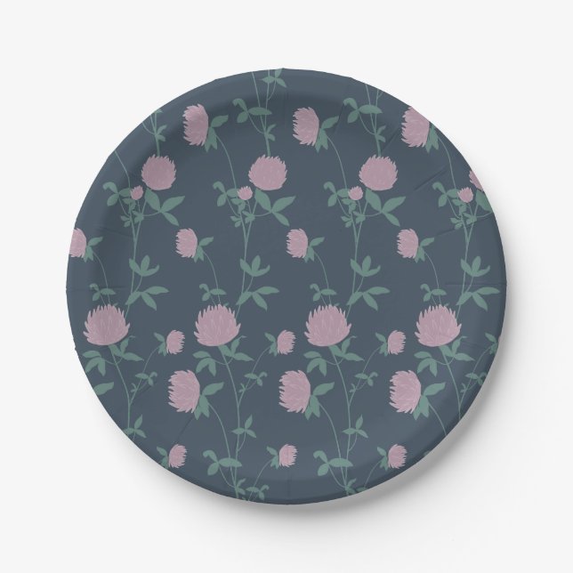 Plato De Papel Retro Botanical Meadow Clover | Twilight Meadow (Anverso)
