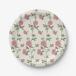 Plato De Papel Retro Botanical Meadow Clover | Vintage Archive