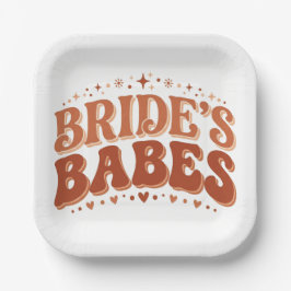 Plato De Papel Retro Bride's Babes Terracotta Despedida de Solter