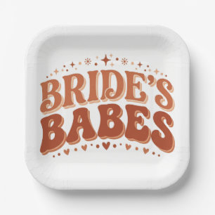 Plato De Papel Retro Bride's Babes Terracotta Despedida de Solter