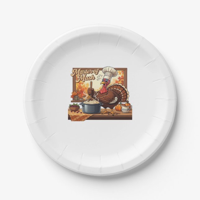 Plato De Papel Retro Chef Turkey Thankding Classic T-Shirt (Anverso)
