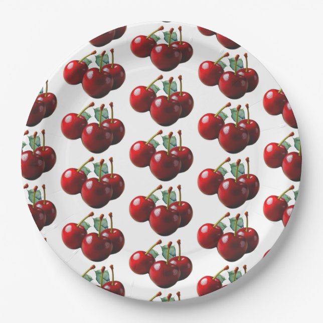 Plato De Papel Retro Cherries fresh picked  (Anverso)