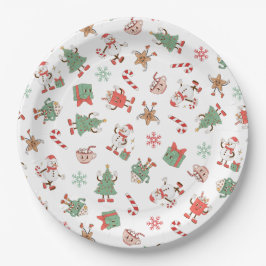 Plato De Papel Retro Chillin' Con Mis Navidades Snowmies