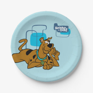Plato De Papel Retro Cuadrados Scooby-Doo Abajo