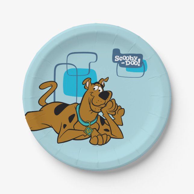 Plato De Papel Retro Cuadrados Scooby-Doo Abajo (Anverso)