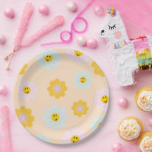 Retro Daisy Birthday Personalizado Placa de papel