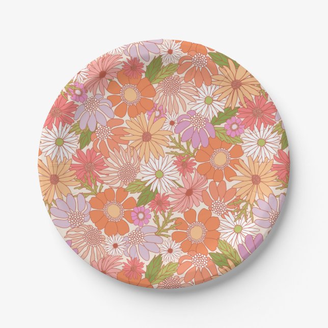 Plato De Papel Retro Daisy Garden (Anverso)