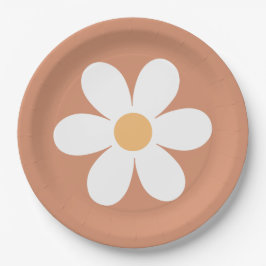 Plato De Papel Retro Daisy terracotta