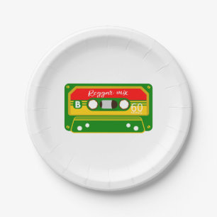 Plato De Papel Retro de cassette de cinta de mezcla de reggae