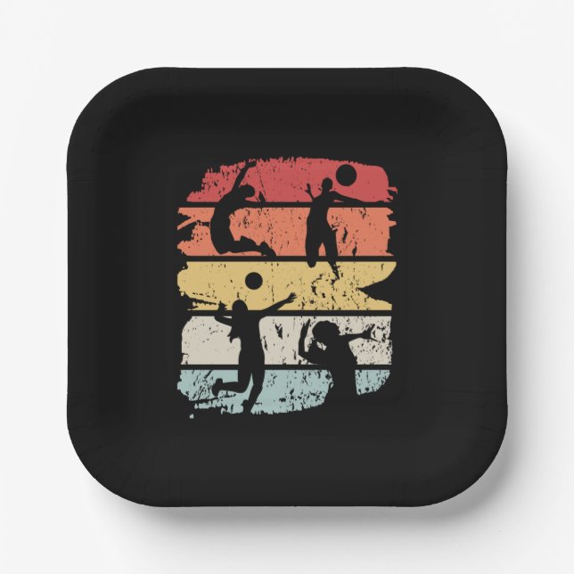 Plato De Papel Retro de voleibol (Anverso)