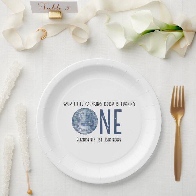 Plato De Papel Retro Disco Ball First Birthday Party (Boda)