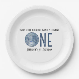 Plato De Papel Retro Disco Ball First Birthday Party