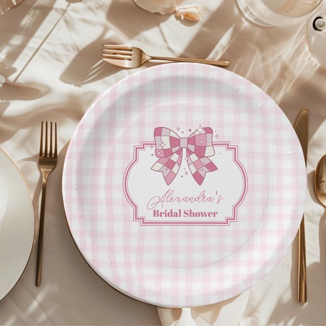 Plato De Papel Retro Disco Cute Bow Rosa Ducha Británica (Subido por el creador)